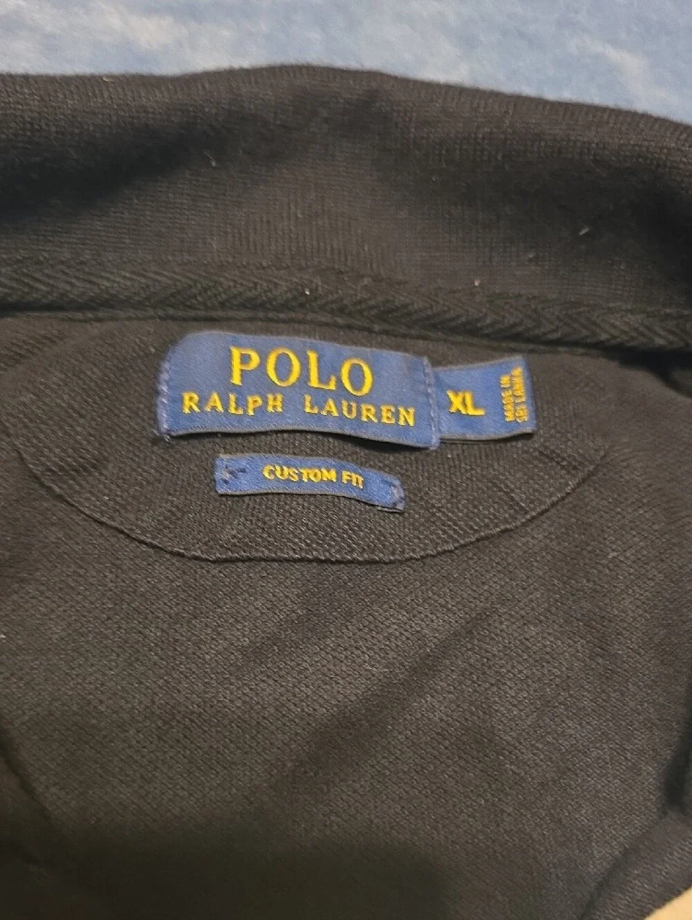 Ralph Lauren Black Polo Shirt with Yellow Logo Detail